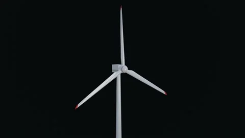 Animated windmill isolated on black background. Green energy. Ecology. Stock Footage 200853052