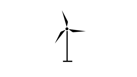 Animated windmill white line icon. Wind power generator Stock Footage 261379833