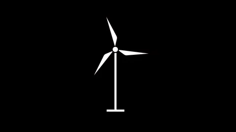 Animated windmill white line icon. Wind power generator Stock Footage 261379867