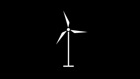 Animated windmill white line icon. Wind power generator Stock Footage 261379868