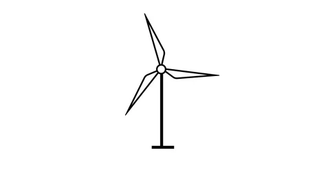 Animated windmill white line icon. Wind power generator Stock Footage 261379871