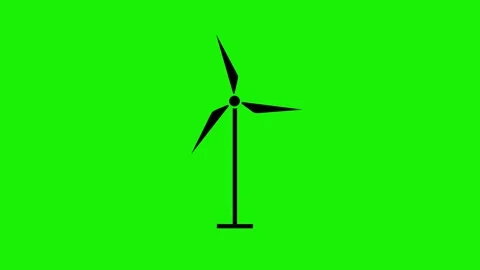 Animated windmill white line icon. Wind power generator Stock Footage 261379979