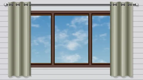 Animated Window View of Drifting Clouds in Blue Sky Stock Footage 345800553