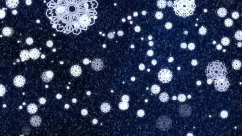 Animated winter background with blizzard and decorative glowing snowflakes Stock Footage 220957910