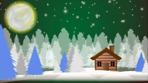 Animated winter on green background Stock Footage 122022932