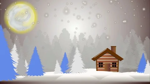 Animated winter on grey background with moon Stock Footage 122022710