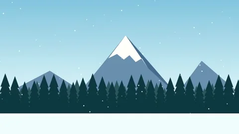 Animated winter mountain landscape loop vector background 動画素材 346926465