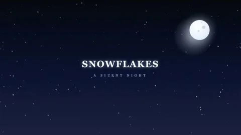 Animated Winter Night Sky with Glowing Full Moon and Falling Snowflakes Video stock 345430582