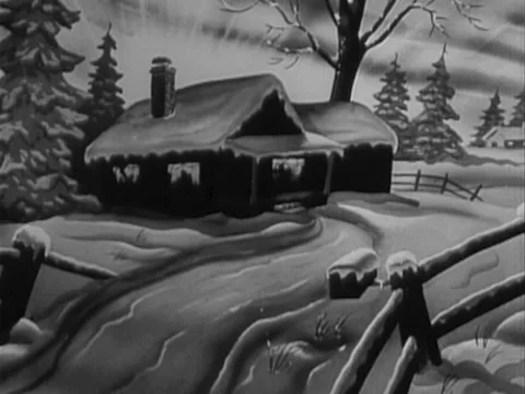 Animated Winter Scene "House With People Inside" Stock Footage 41643553