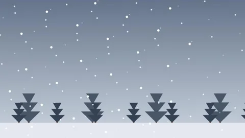 Animated winter snowfall with geometric trees stock footage Vídeo Stock 345594793