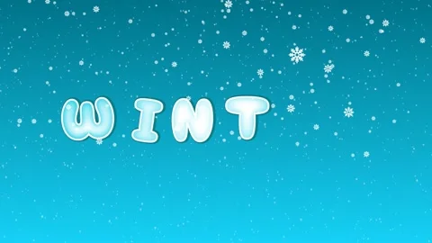 Animated winter text appearing with falling snowflakes on blue background Stock Footage 339061890