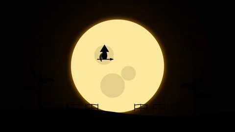 Animated witch flying across giant full moon stock footage 動画素材 345548671