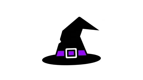 Animated witch hat with purple band 2D motion graphic for Halloween party pro 스톡 동영상 342094746