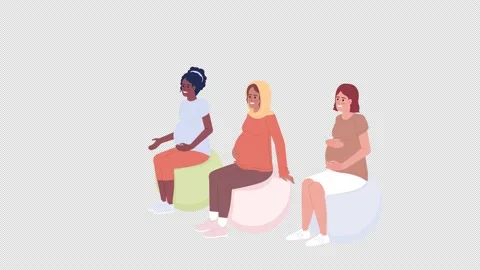 Animated women on bouncing balls | Stock Video | Pond5