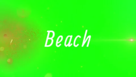 Animated word beach with bokeh and lens flare effect over green screen Vídeo Stock 344712683