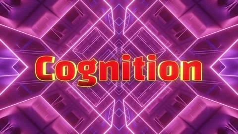 Animated word cognition displayed in bold orange letters against a shifting Stock Footage 343817303