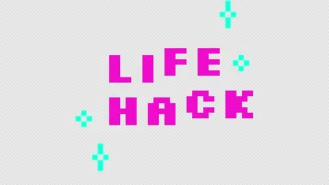 Animated word life hack in pink pixel typography Video stock 318282793