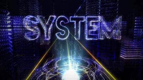 Animated Word System Appears In Digital Cyberspace Data World In 3D Graphics Stock Footage 265907131