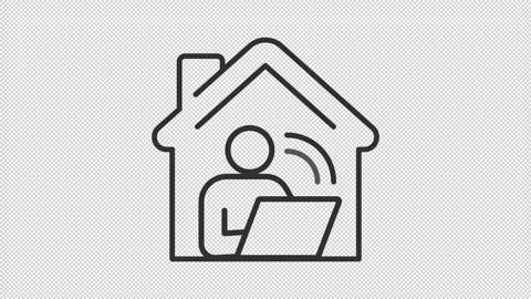 Animated work from home line icon Stock Footage 340288187