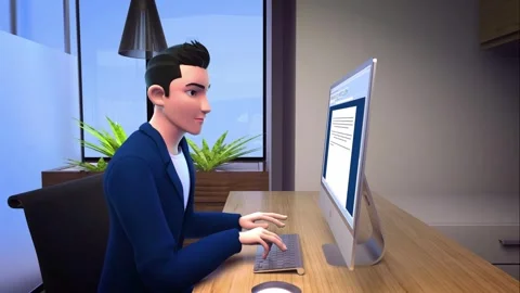 Animated Working in a Pc Illustration Stock Footage 241707232