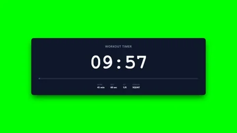 Animated Workout Interval Timer Countdown Clock Display on Green Screen Video stock 346506456