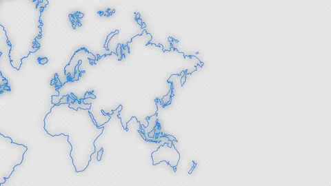 Animated world map with blue stroke moving to left corner. Stock Footage 294794482