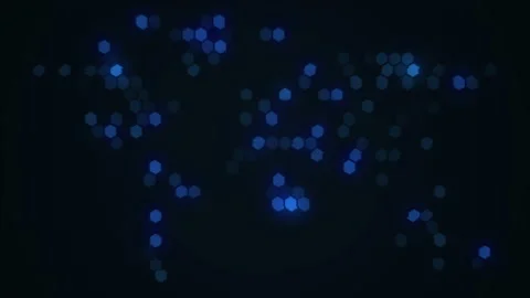 Animated world map consisting of shimmering hexagons Stock Footage 164184367