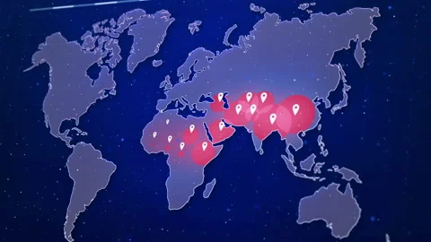 Animated World Map Covid Infection Motion Graphic Stock Footage
