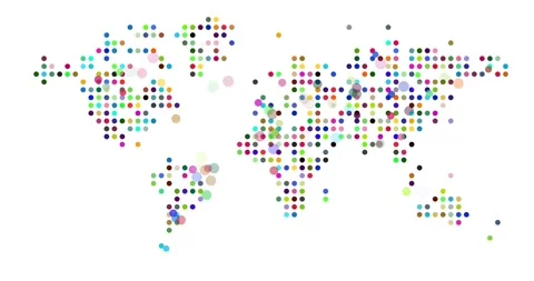 Animated World Map With Generative Circles Stock Footage 311509913