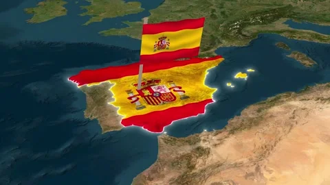 Animated World Map Highlighting Spain Location Stock Footage 340219842