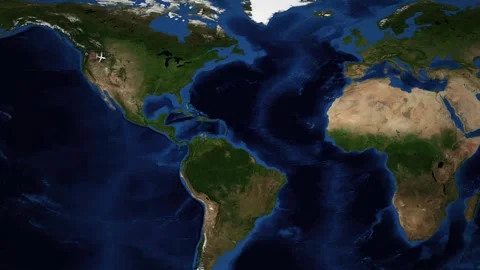 Animated World Map Showing Flight Route from Seattle to Rome Stock Footage 334909654