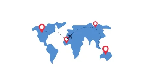 Animated World Map Showing Flight Path Between Locations Stock Footage 339005824