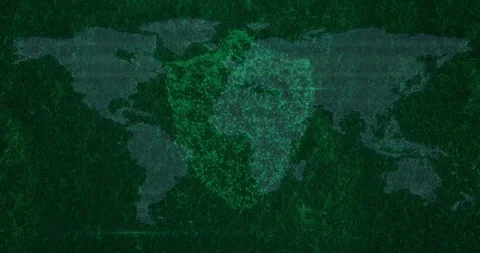 Animated world map showing particles appearing clustering over Africa, digits Stock Footage 329909318