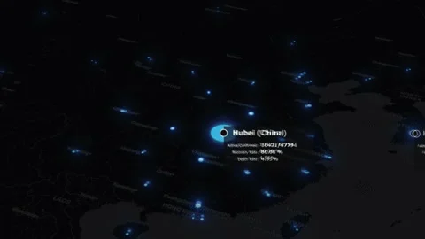 Animated world map of spreading the coronavirus COVID19 pandemic from wuhan in Stock Footage 130883183