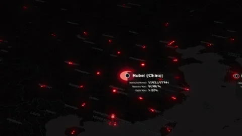 Animated world map of spreading coronavirus COVID 19 pandemic from china over Stock Footage 134350967