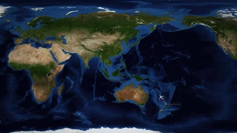 Animated World Map Tracking Flight Route from Auckland to Helsinki Stock Footage 346679435