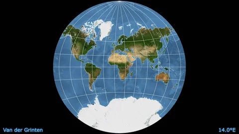 Animated world map. Van der Grinten. Blue Marble. 720x405px Video stock 127735043