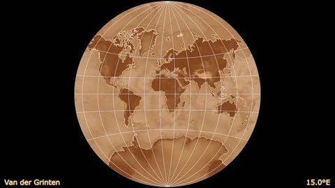 Animated world map. Van der Grinten. Gradient. 1280x720px Video stock 127735063