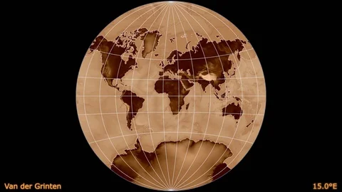 Animated world map. Van der Grinten. Luminance blending. 1280x720px Video stock 127735092