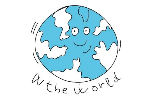 An animated world , stylized comic book style humorist drawings Illustrazione stock
