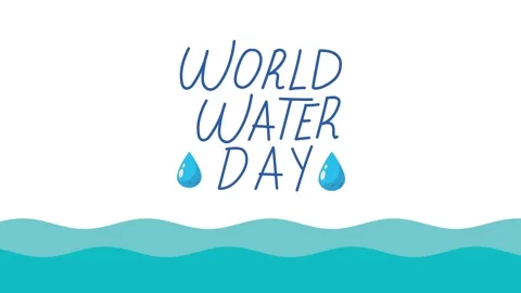 Animated world water day typography with wave background and blue drops. Stock-Footage 338403570