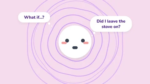 Animated worried face with thoughts. 動画素材 336182082