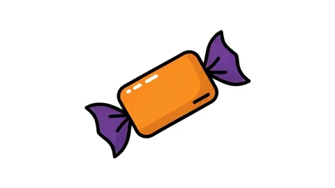 Animated wrapped orange and purple candy 2D motion graphic for Halloween prom 스톡 동영상 342094847