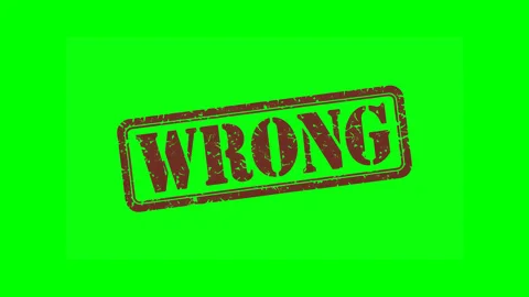 Animated "WRONG" rubber stamp seal green screen animation Stock Footage 303569865