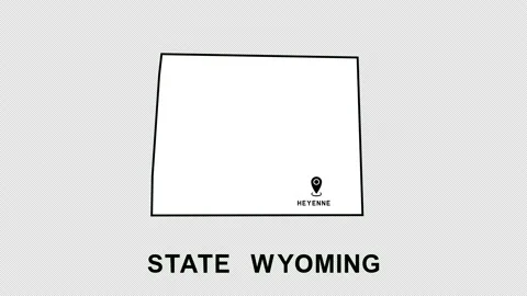 Animated Wyoming State of USA with pointer in city Cheyenne. Alpha channel Stock Footage 170202063