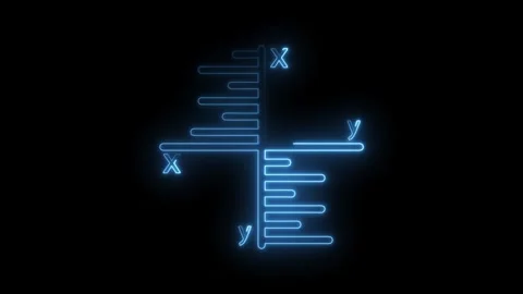 Animated xy graph neon light effect on black background for data visualization Stock Footage 322982126