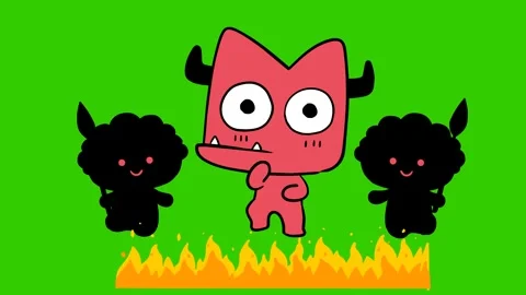 Animated Yama Dancing in Hell with Green Screen Stock Footage 282784473
