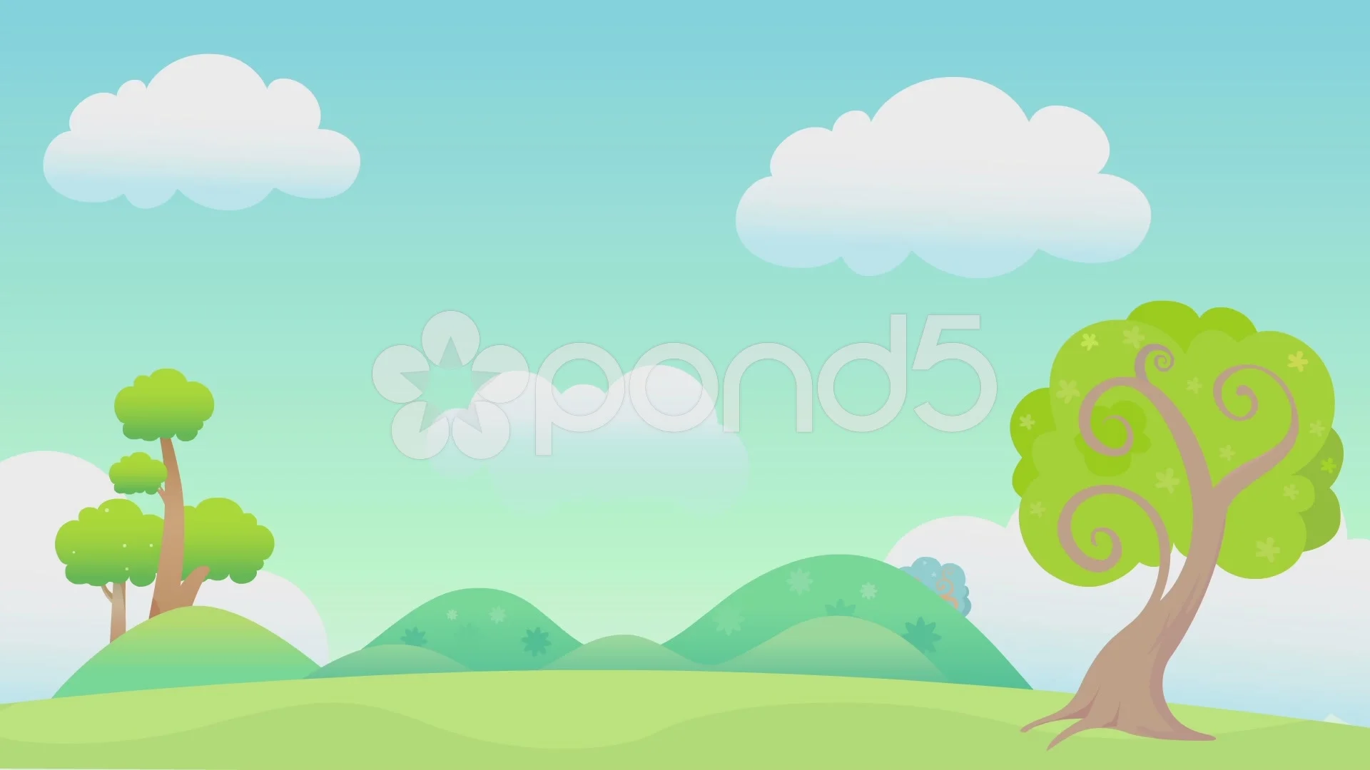 Animated yard and cloud cartoon backgro... | Stock Video | Pond5