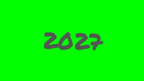 Animated Year 2027 Text on Green Screen Background Stock Footage 346726394