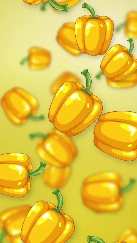 Animated Yellow Bell Peppers Falling on a Gradient Mesh Background Stock Footage 342316251